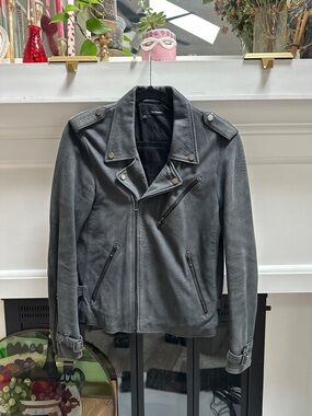 The Kooples Snakeskin Lamb Leather Jacket